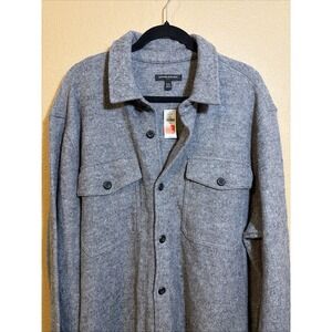 BANANA REPUBLIC Boucle Jacket Men Size XXL Gray Heather Button Up NWT Shacket